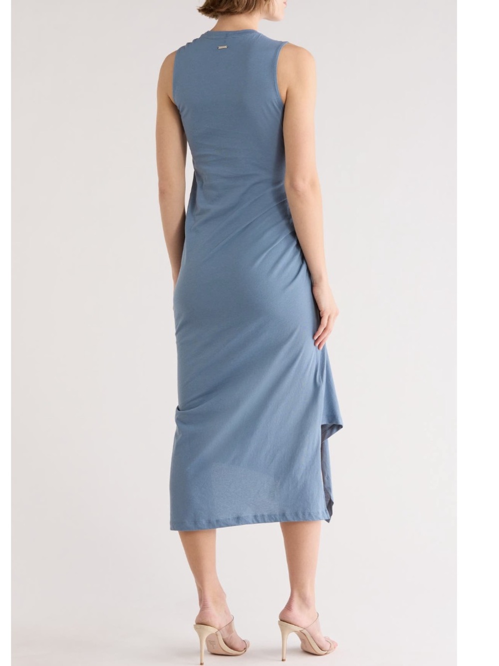 ALLSAINTS RIVI Draped Midi Soft Knit‎ Cotton Dress, Blue, Size 6,  NWT - Picture 2 of 3